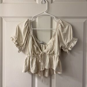 Elegant Cream Ruffle Blouse